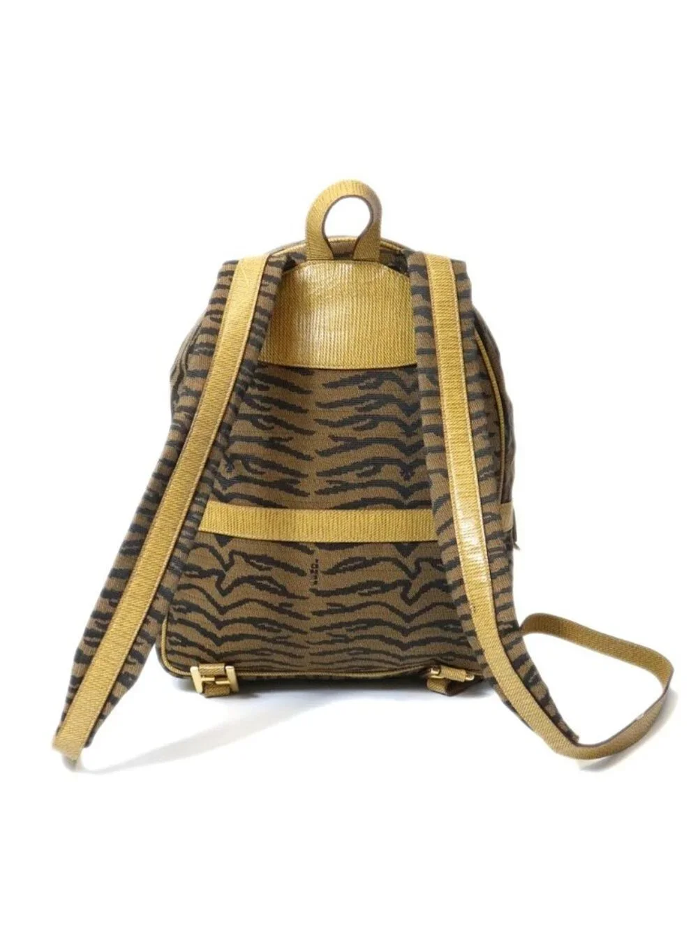 Fendi Backpack Zebra Tiger Canvas Leather Vintage